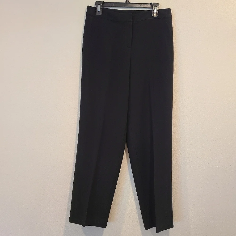St John Caviar Diana Straight Leg Crepe Marocain Pants